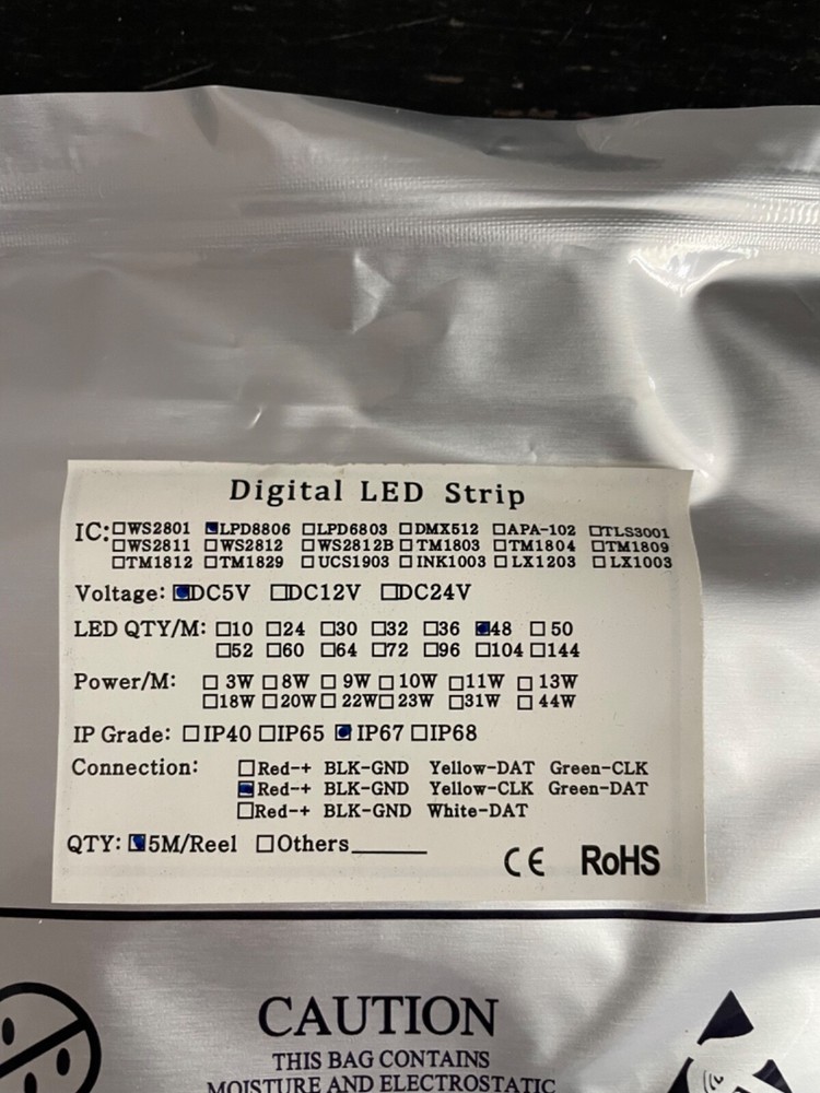 Digital LPD8806 RGB LED Flexible Light Strip, 5m, DC5V