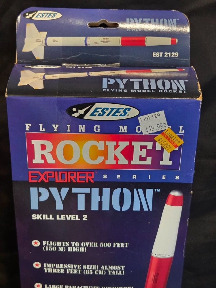 ESTES #2129 PYTHON Flying Model Rocket Kit - Explorer Series NEW