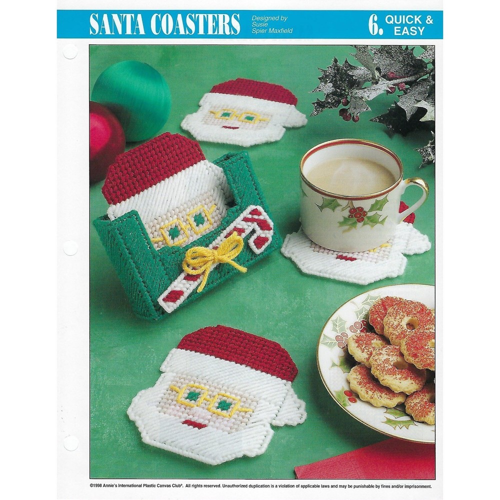 Santa Coasters Plastic Canvas Pattern Annie's International Pattern Club