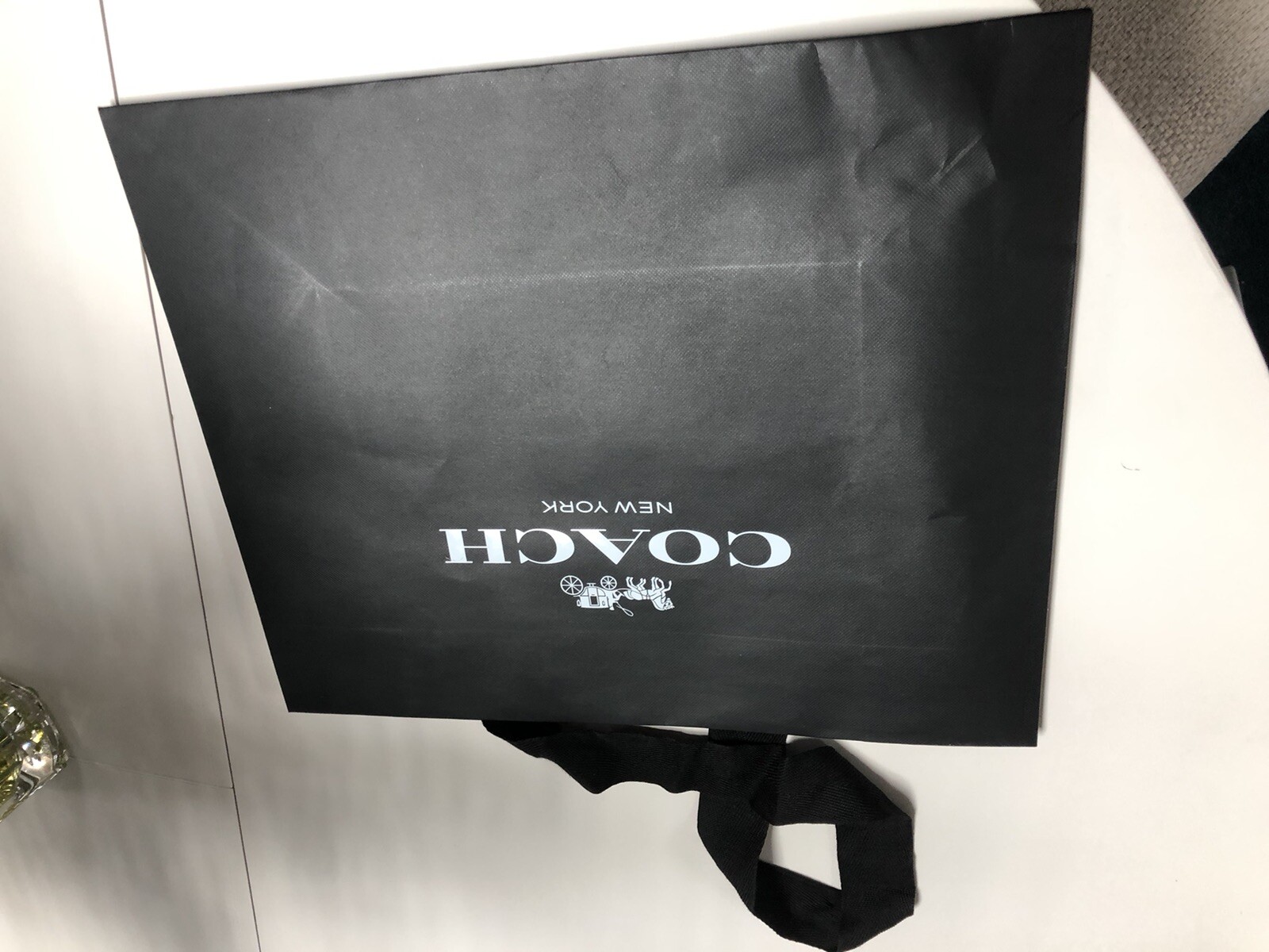 Coach Shopping Bag Reusable LOT OF 2! 16x13x6 Black with silver design logo!