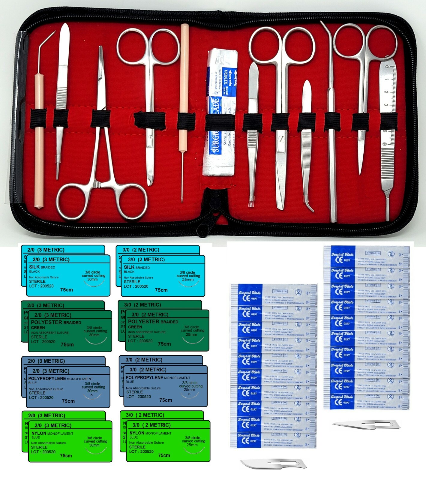 NEW PREMIUM 48 PC MINOR SURGERY SUTURE SET SURGICAL veterinary INSTRUMENTS KIT