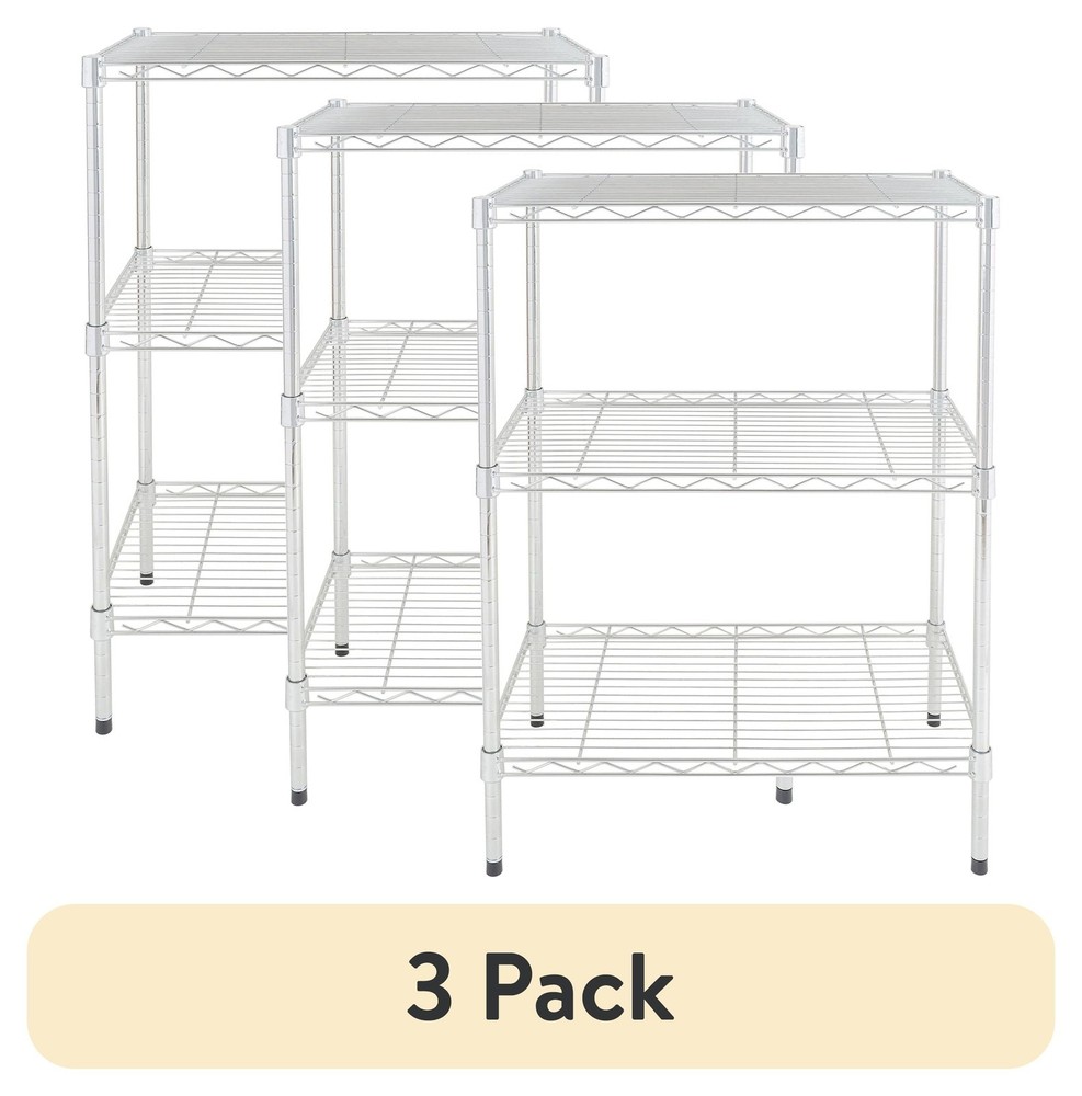 Multipurpose 3-Tier Wire Shelving Rack Black 750 lbs Capacity