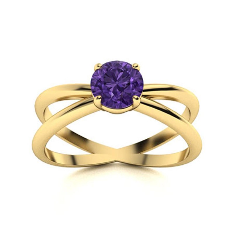 Sterling Silver Natural Amethyst Statement Solitaire Wedding Ring Jewelry