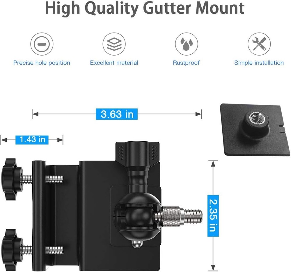 Weatherproof Gutter Mount for Ring Solar Panel Wall Bracket Outdoor Accessories