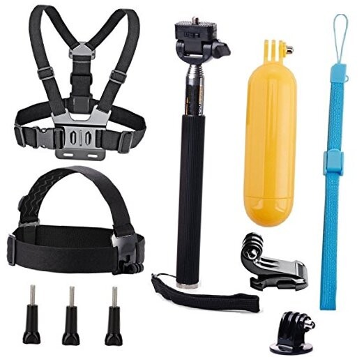 Universal Action Camera Accessories Bundle-Head Chest Strap Mount/Selfie
