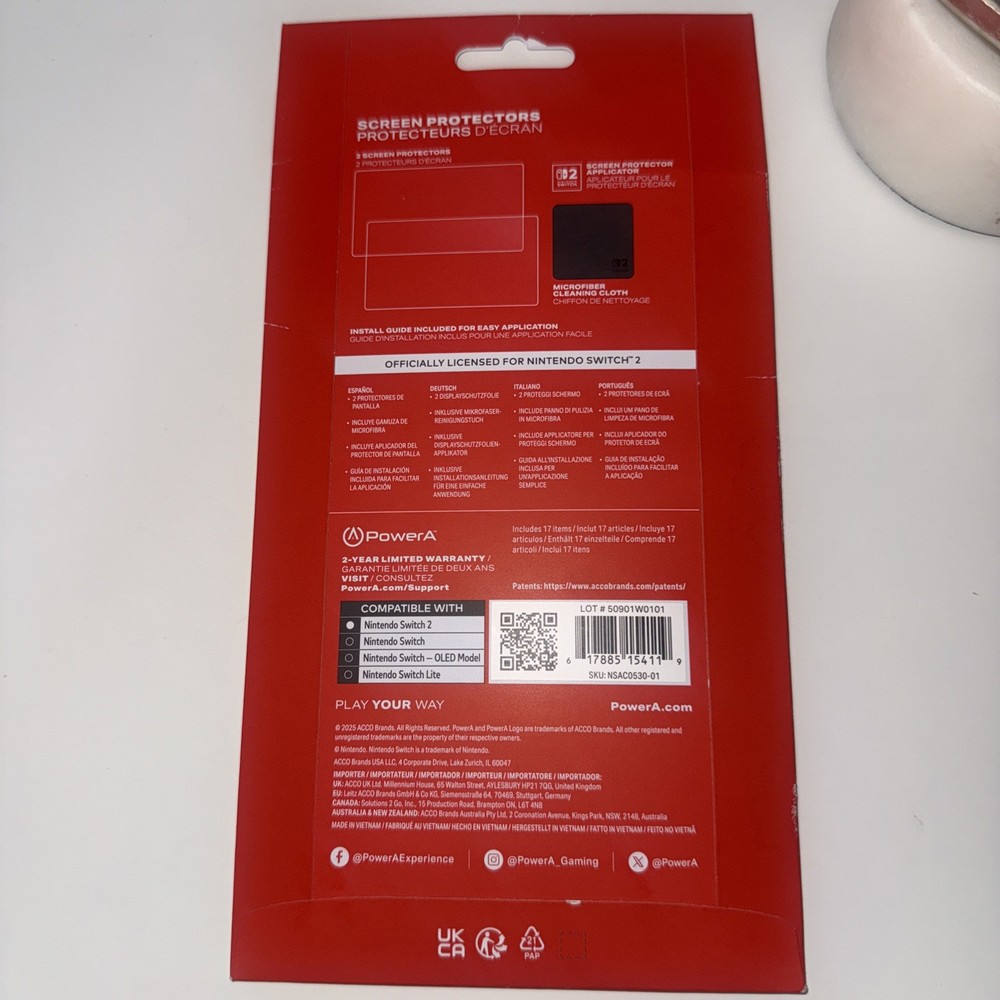 PowerA Screen Protector for Nintendo Switch 2 Pack Of Two