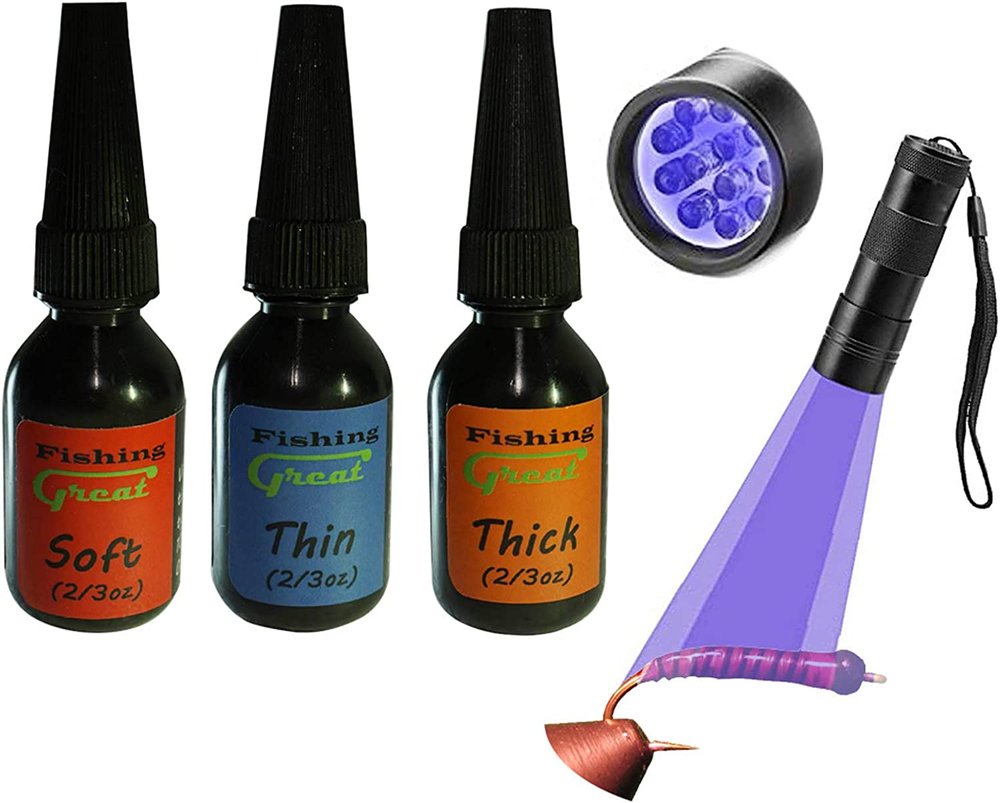 Fly Tying UV Clear Glue and Power Light Combo Three Bottles Thick T