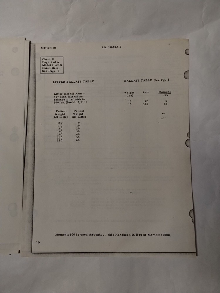Hiller Helicopters USAF Series H-23C Basic Weight Checklist & Loading Data-Copy