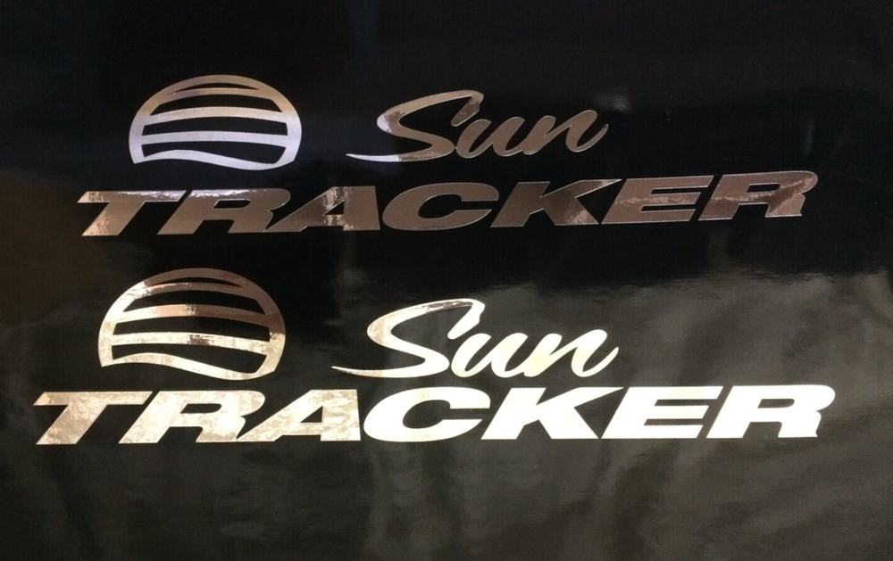 sun tracker chrome suntracker boat decals set each 44 x 9.8
