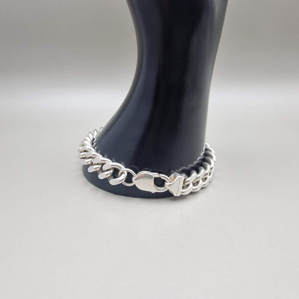 Sterling Silver Curb Link Bracelet – Solid 925 – Classic Heavy Chain