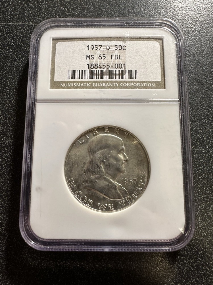 1957 D Franklin Half Dollar MS65FBL NGC