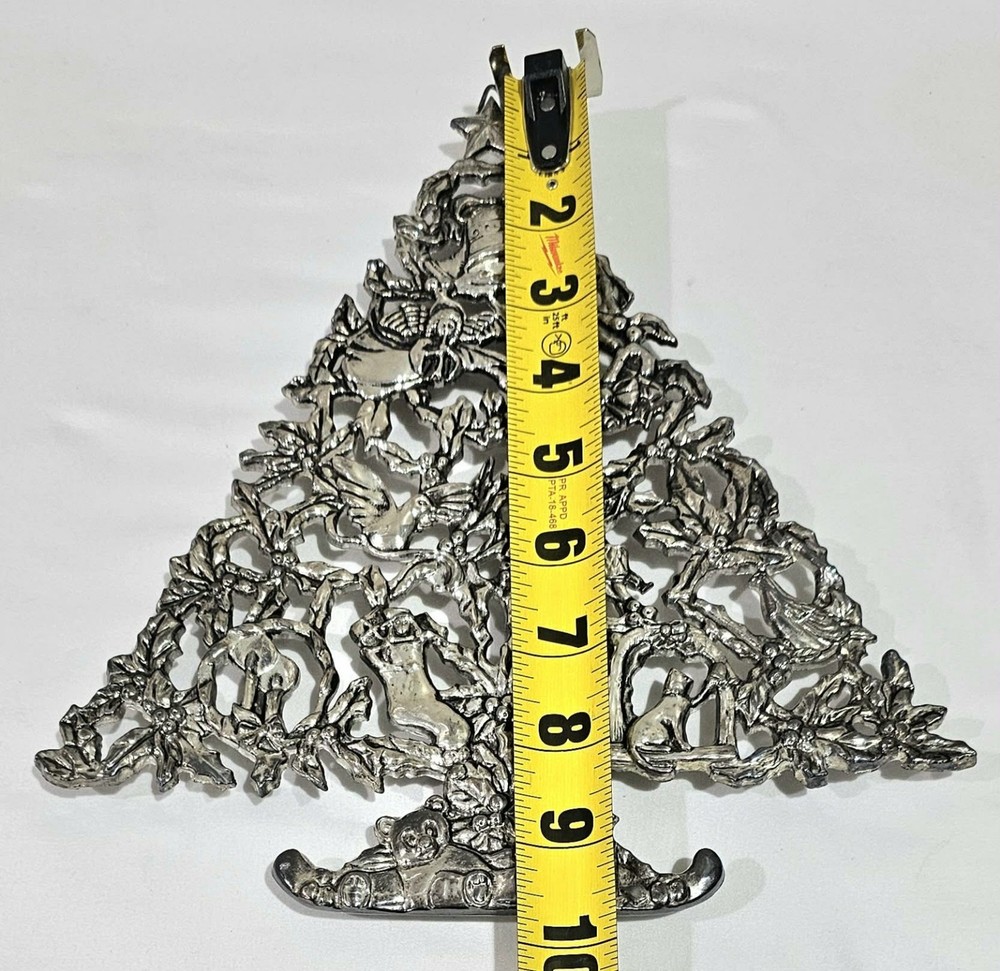 Vintage silver-plated 10"tall Christmas tree Trivet/Wall hanging