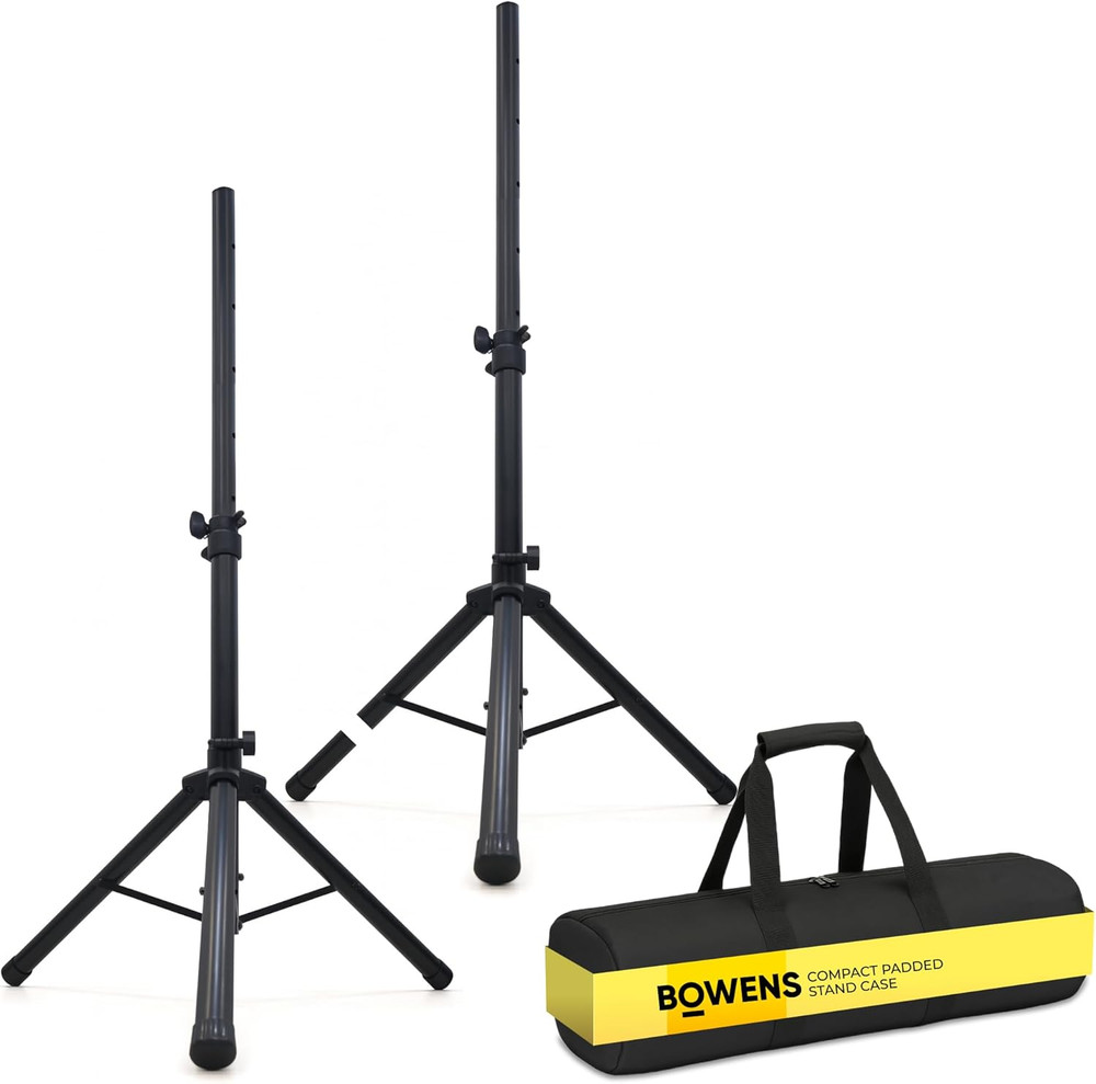 Speaker Stands Pair (24") – Adjustable Compact PA Speaker Stand Set with Padded