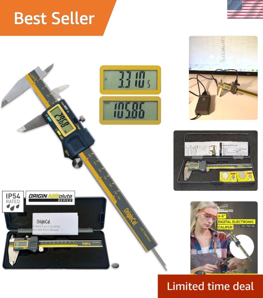 Durable 0-6" Digital Caliper with Inch & Metric Modes - High-Contrast LCD & Case