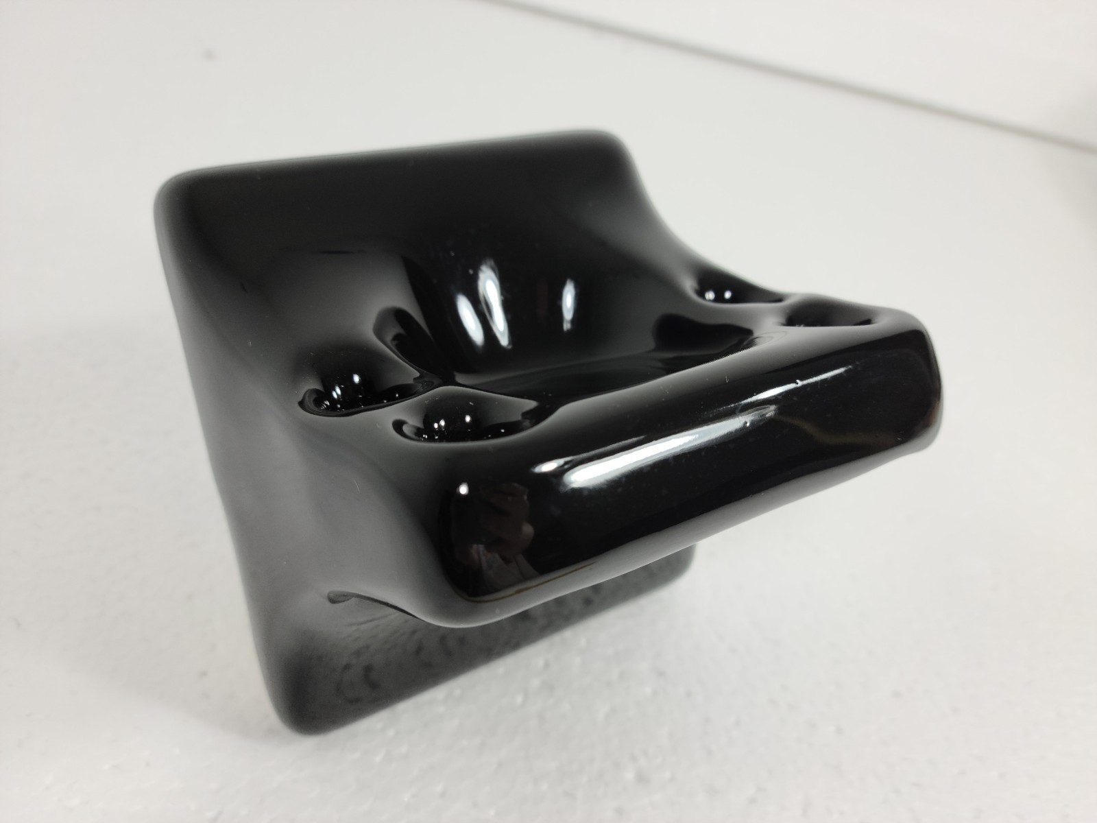 Vintage Black Ceramic Tile Soap Dish Tumbler Cup Tray Toothbrush Holder Set