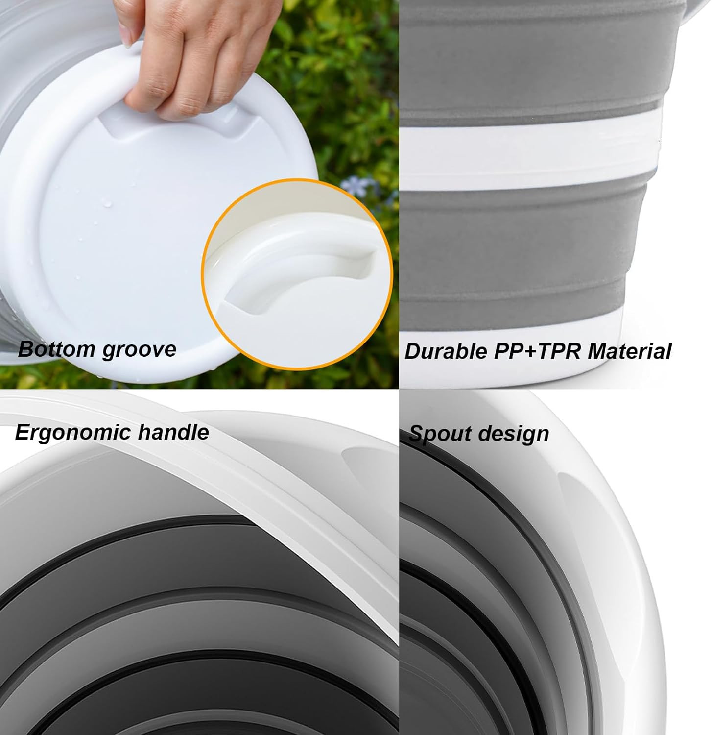 Collapsible 1.3 Gallon Water Bucket Foldable Portable for Cleaning & Outdoor Use