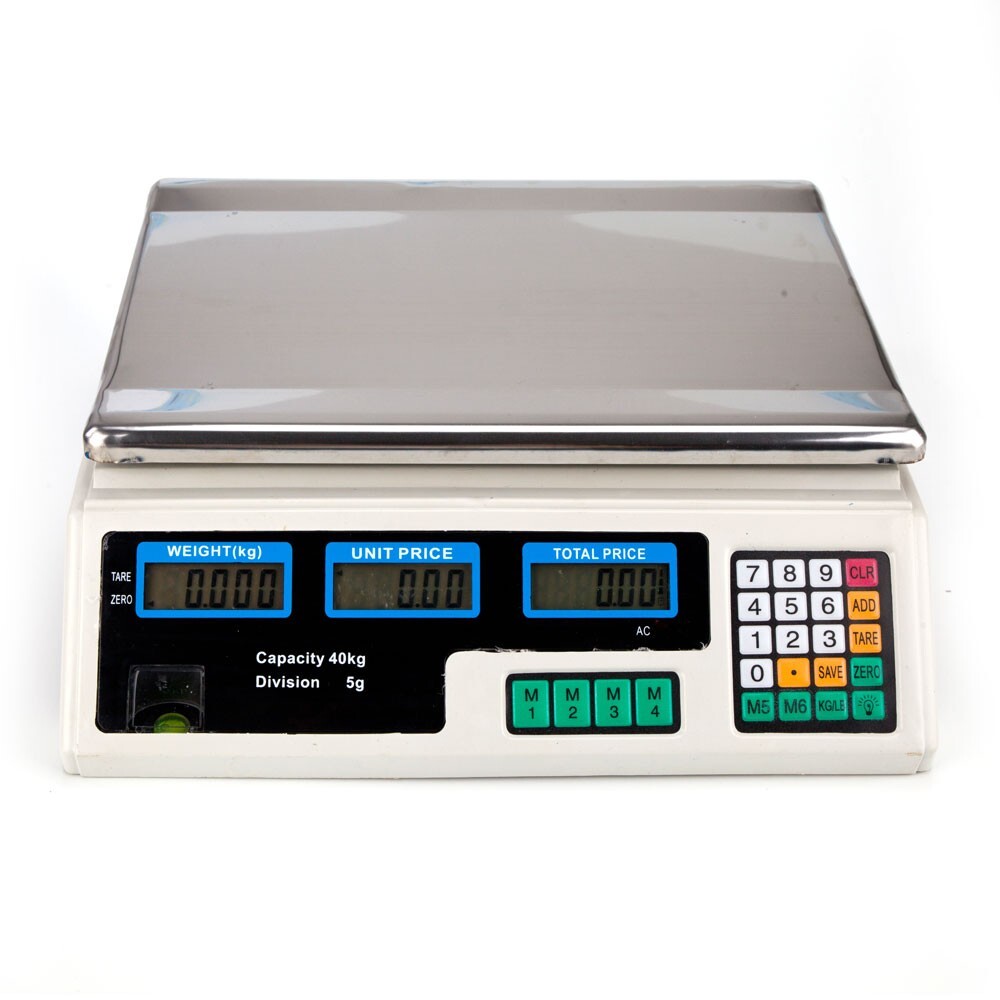 ACS-30 40kg/5g Digital Price Computing Scale for Vegetable US Plug Silver &White