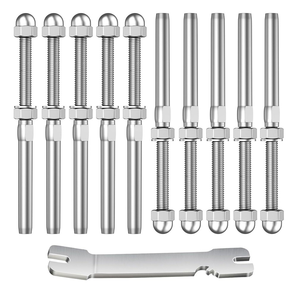 10 Pack Cable Railing Swage Threaded Stud Tension End Fitting Terminal Fors 1/8"