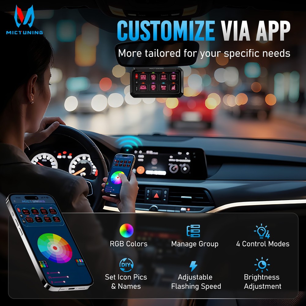 P1Y APP Wireless Remote Switch Panel Toggle Strobe Circuit Relay Control System