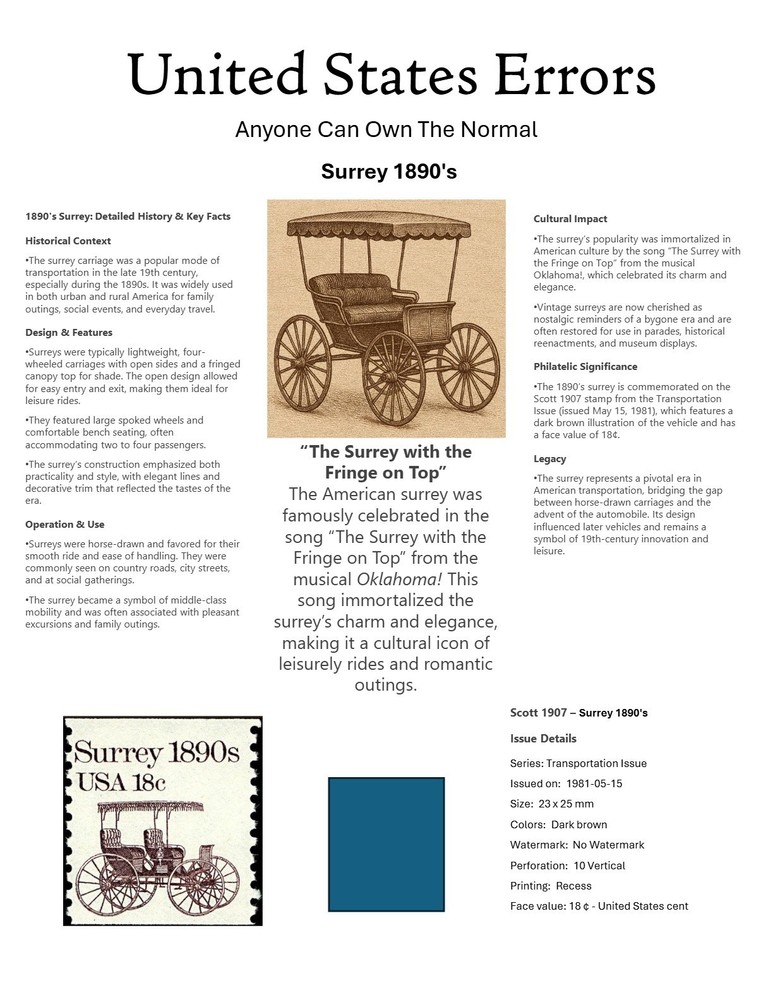 Centsational Custom Presentation Panel For Error SN 1907 - 8.5” X 11”