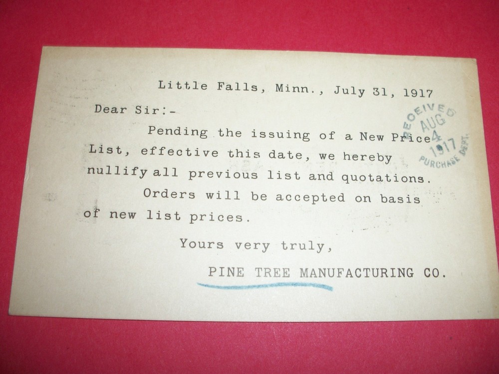 STUDEBAKER CORP. POST CARD 1917 - RARE