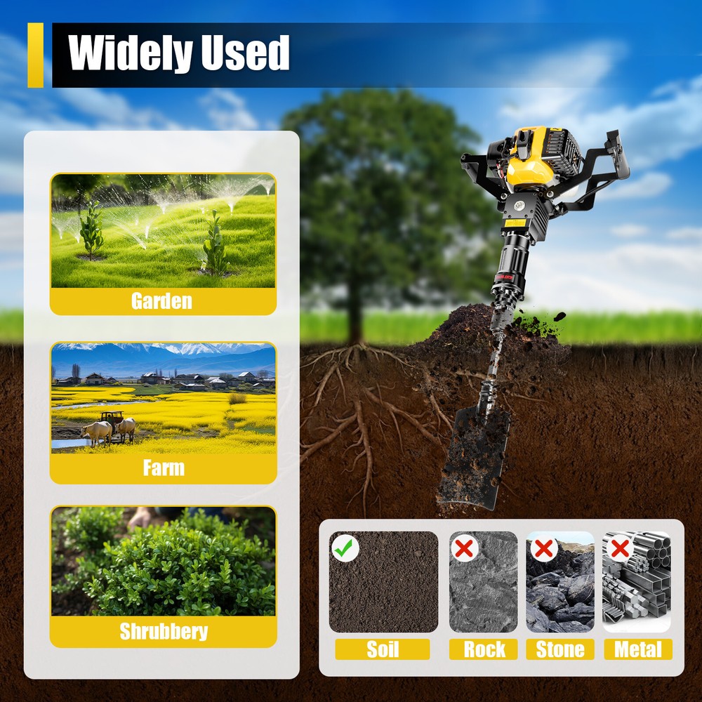 33CC Gas-Powered Excavator Garden Tree Digger Shovel Digging Machine 2 Stroke