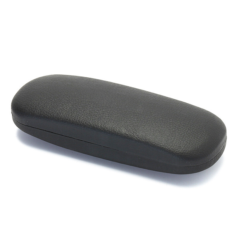 NEW Clam Shell Hard Eyeglasses PU Glasses Case Black w/Microfiber Cleaning Cloth