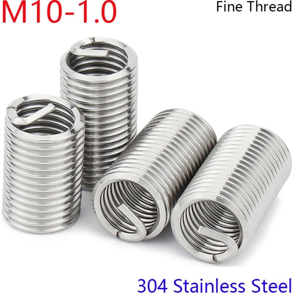 M10 - 1.0 304 Stainless Steel Fine Thread Helicoil Insert Wire Threaded Inserts