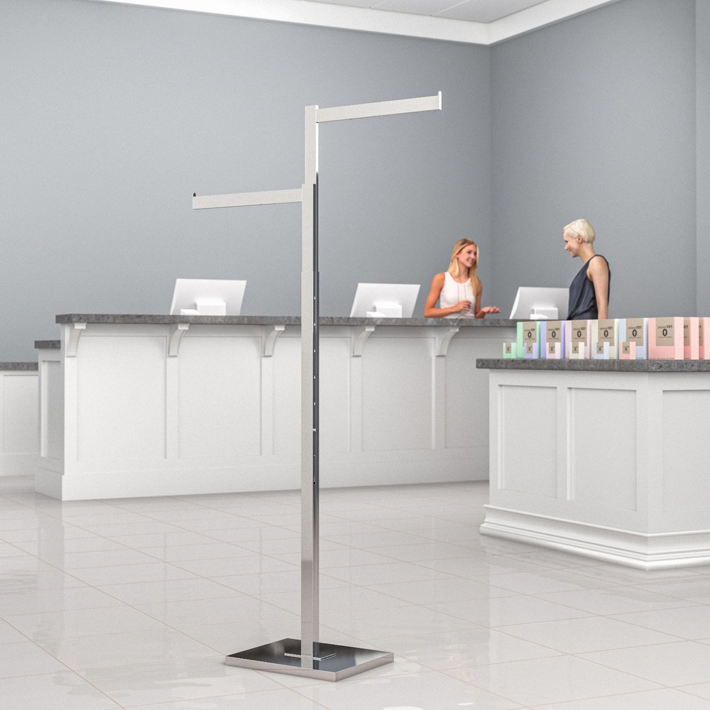 2-Way Garment Rack with Straight Arms - Rectangular Tubing Uprights