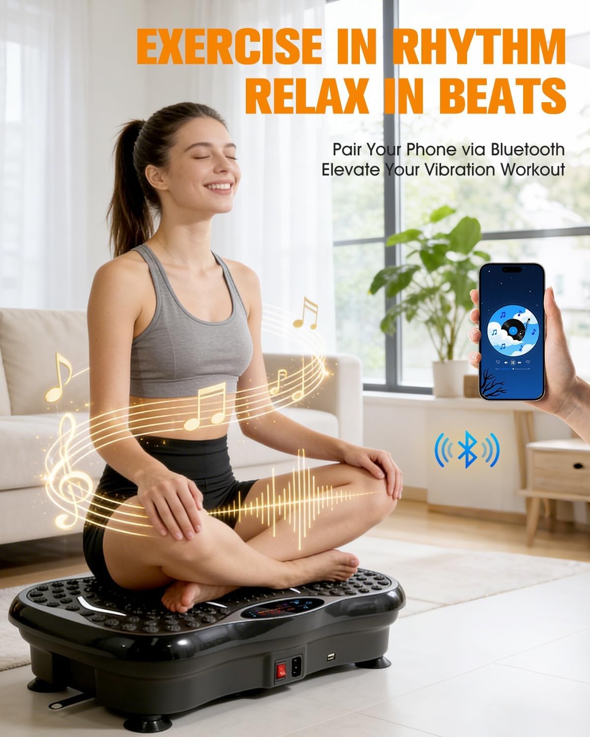 Vibration Plate Exercise Music Whole Body Shake Vibrating Platform Bluetooth