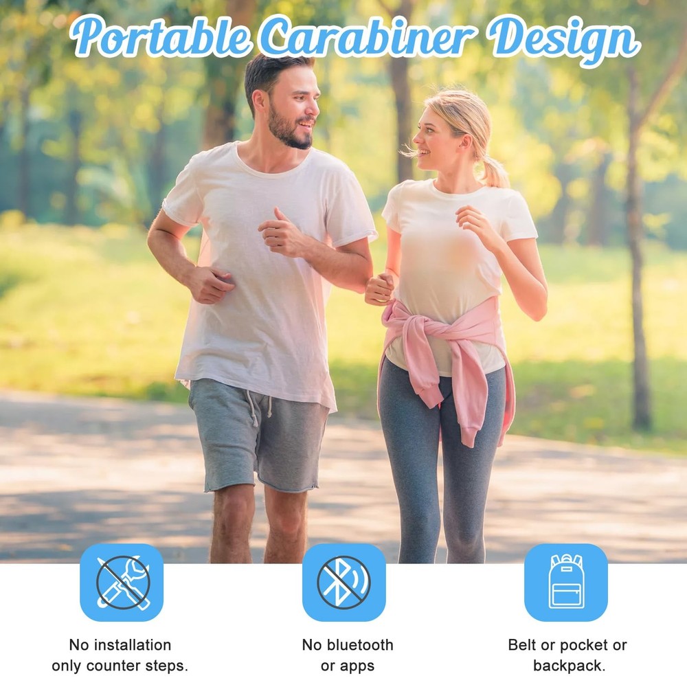 Simple Pedometer for Walking, Accurate Step Tracker with 1.2", Black