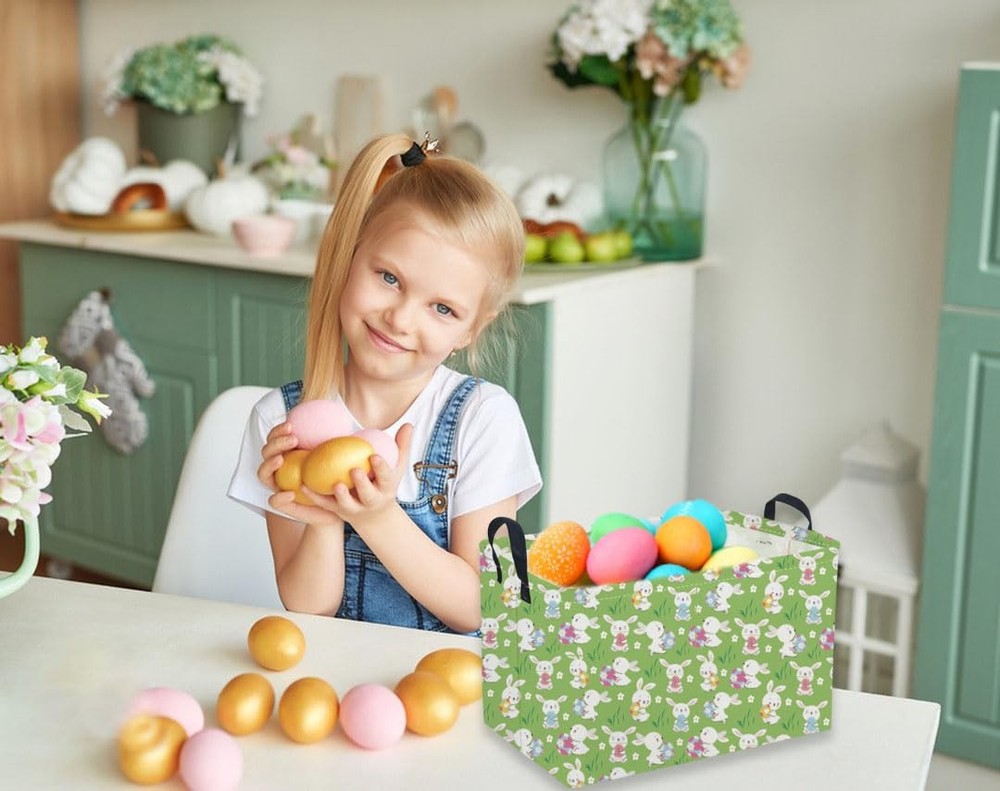 Sanjiaofen Rectangular Easter Baskets, Easket Basket for Kids.Cute Storage Ba...