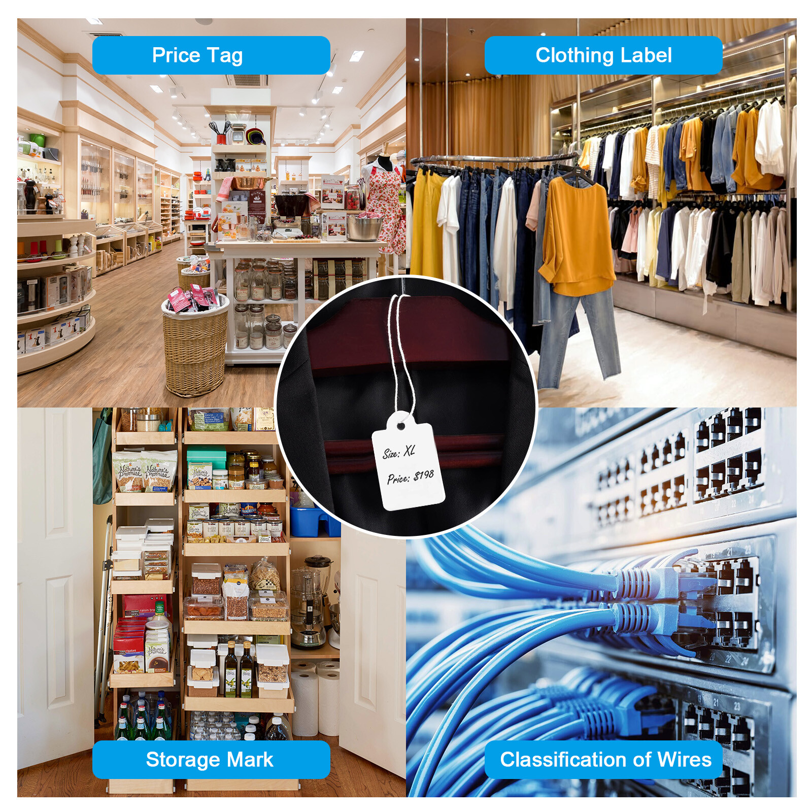 1000 Garage Sale Price Tags Size #5 White Merchandise Hang String Strung Garment