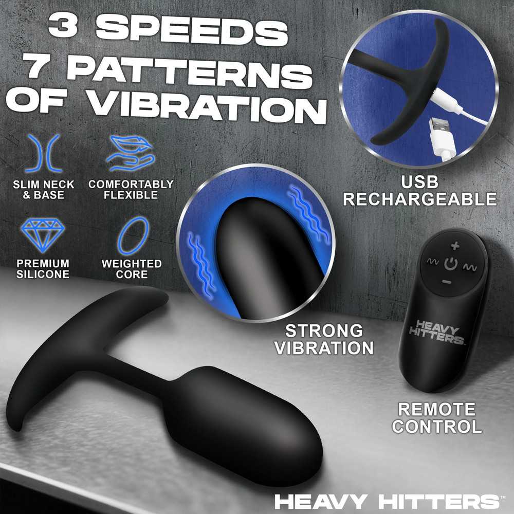 Vibrating Weighted Silicone Anal Plug Remote Control Probe Rechargeable Medium