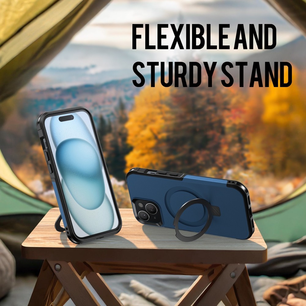 For iPhone 14 15 Plus 15 Pro Max Case MagSafe Ring Stand & Shockproof Protector