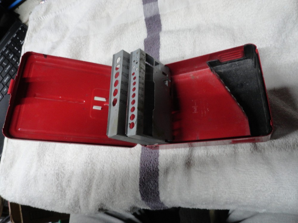 Mac Quality Tools Red Metal Drill Bit Case Holds 21 Bits-NO BITS-.