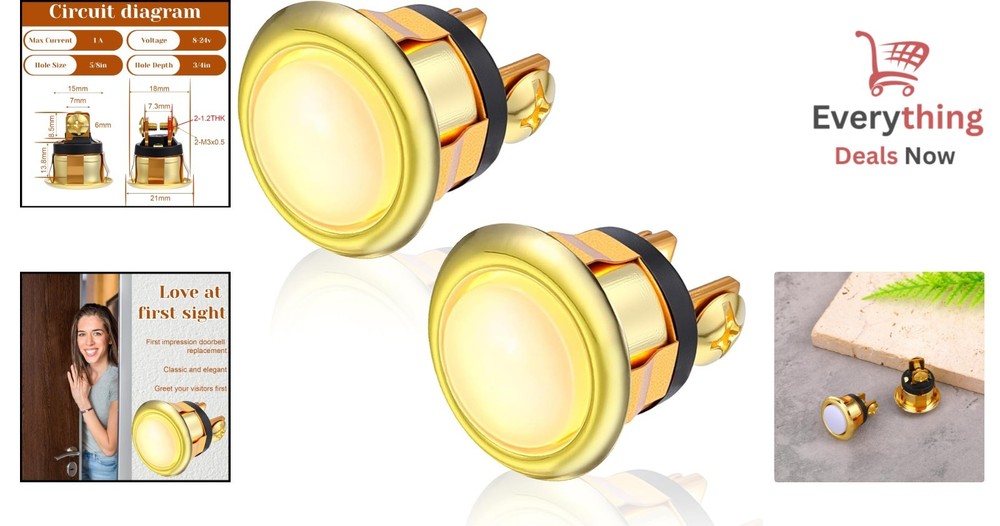 Elegant Lighted Doorbell Button Replacement - 2 Pack Weather-Resistant Kit