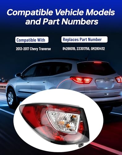 Tail Light 84266019 Compatible with 2013-2017 Chevy Traverse Left Driver Side