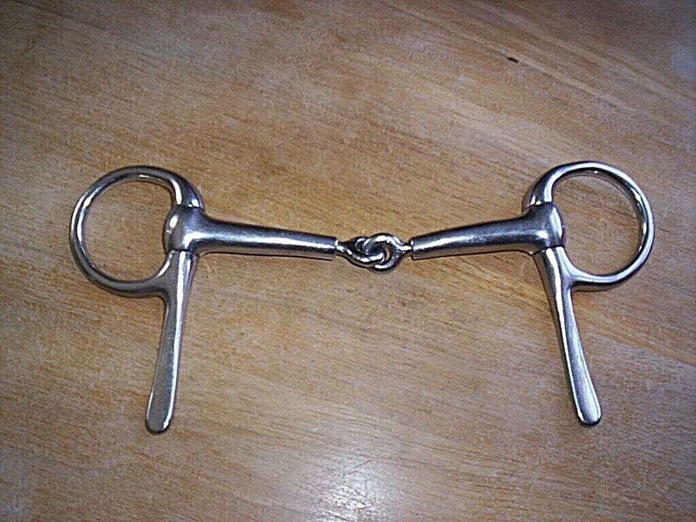 Used Stainless Half Spoon Cheek Snaffle Bit  Jointed Rotating 5" Mouth