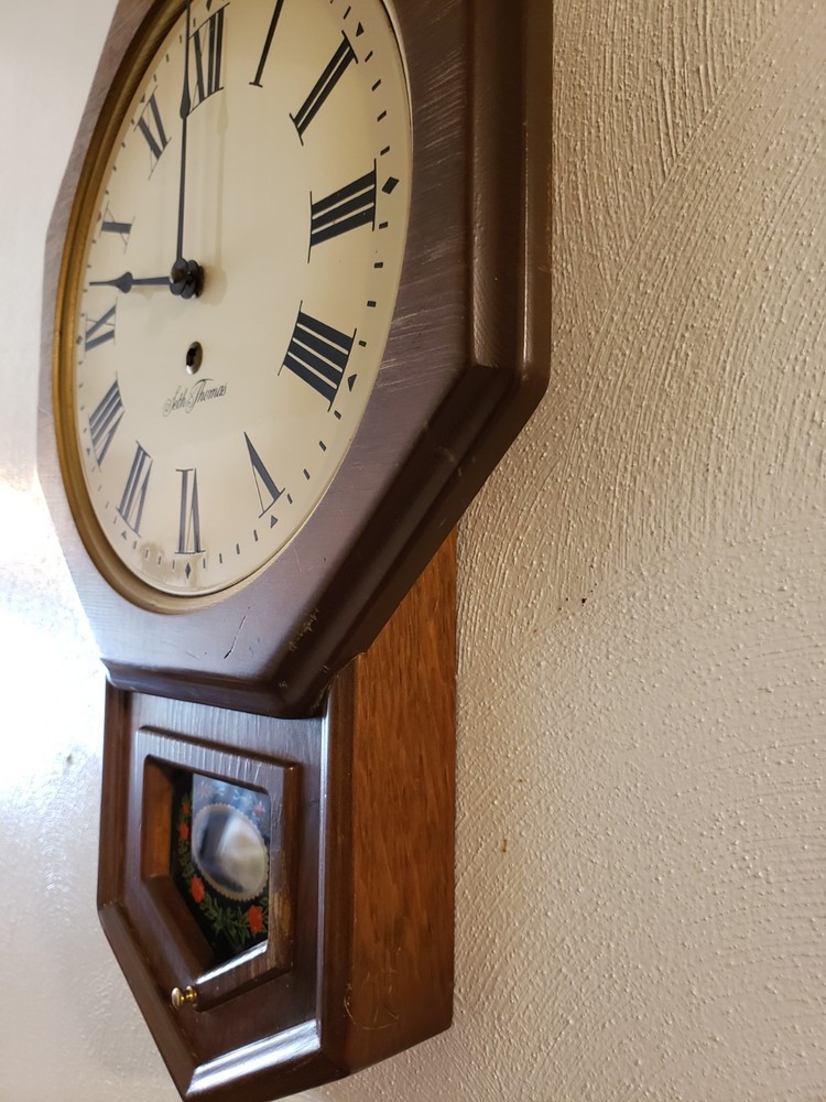 Seth Thomas Golden Rule Pendulum Wall Clock E477-005 Untested