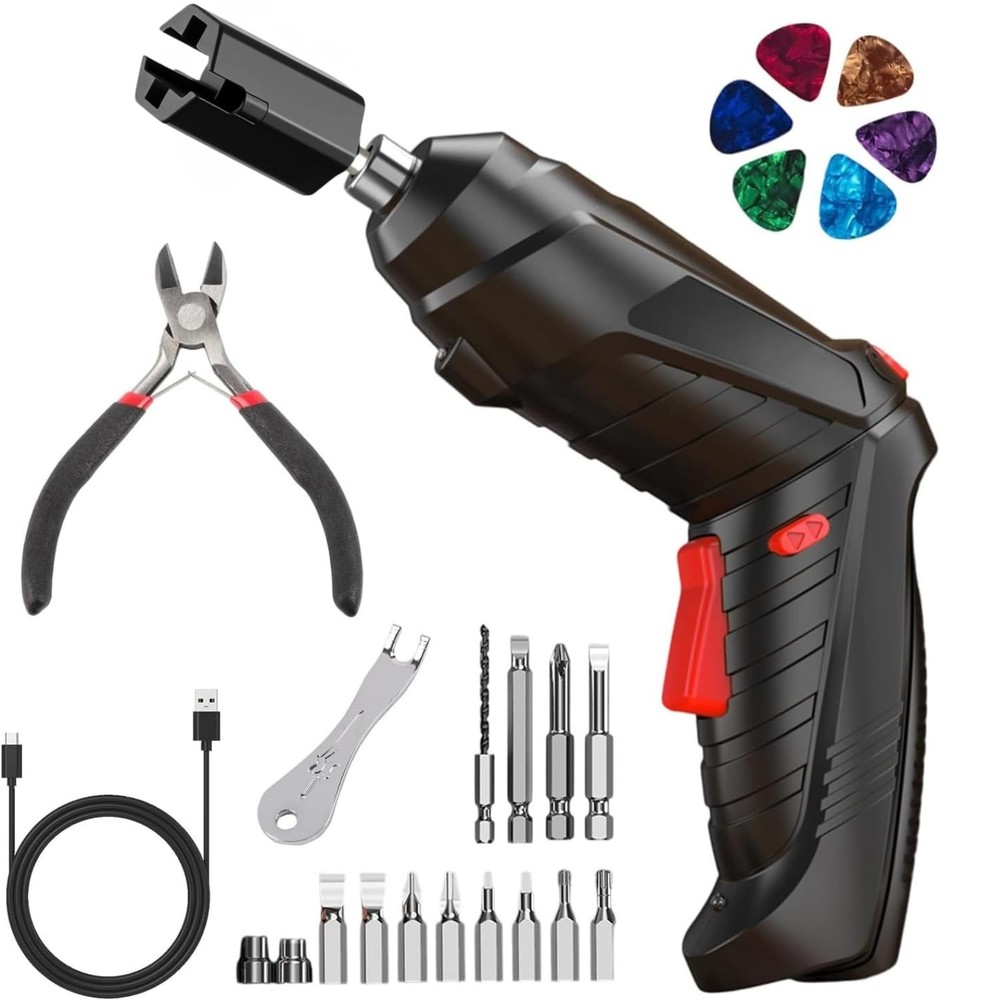 250RPM Guitar String Winder Tool with LED Light, String Cutter, Bridge Pin Pu...