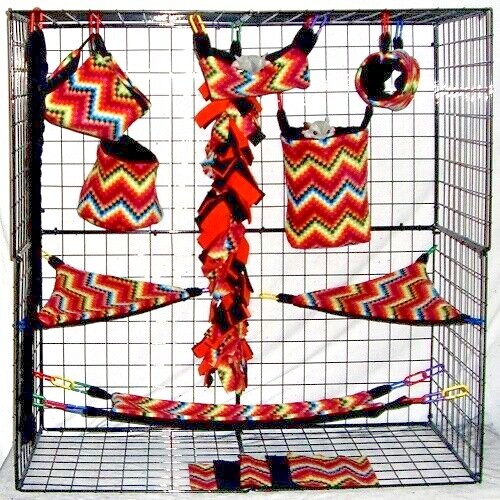 Digital Chevron *15 PC Sugar Glider Cage set * Rat * double layer Fleece