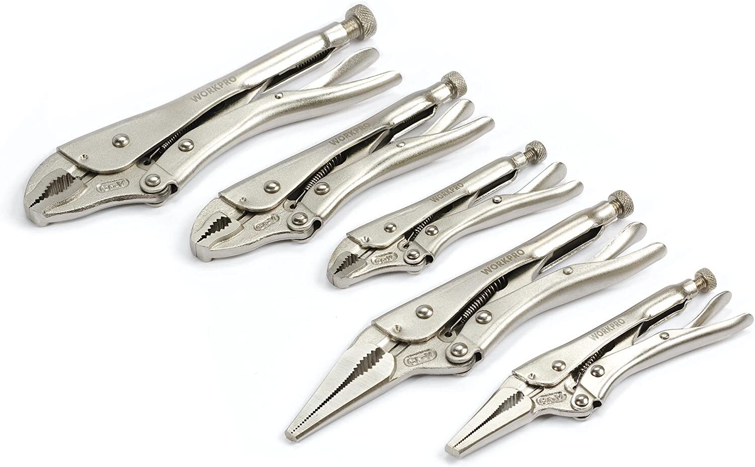 WORKPRO 5-Piece Locking Pliers Set Vice Grips w/Chrome-vanadium Steel Tool Set