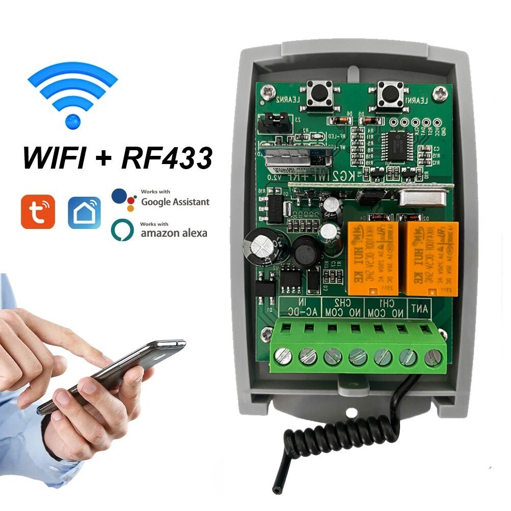 Tuya Wifi Smart Gate Remote Control Switch Garage Door Receiver 2CH Relay Module