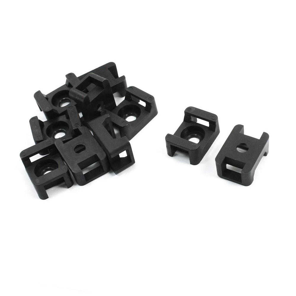 10 Pcs 9mm Width Wire Cable Tie Holder Black Plastic Mounting
