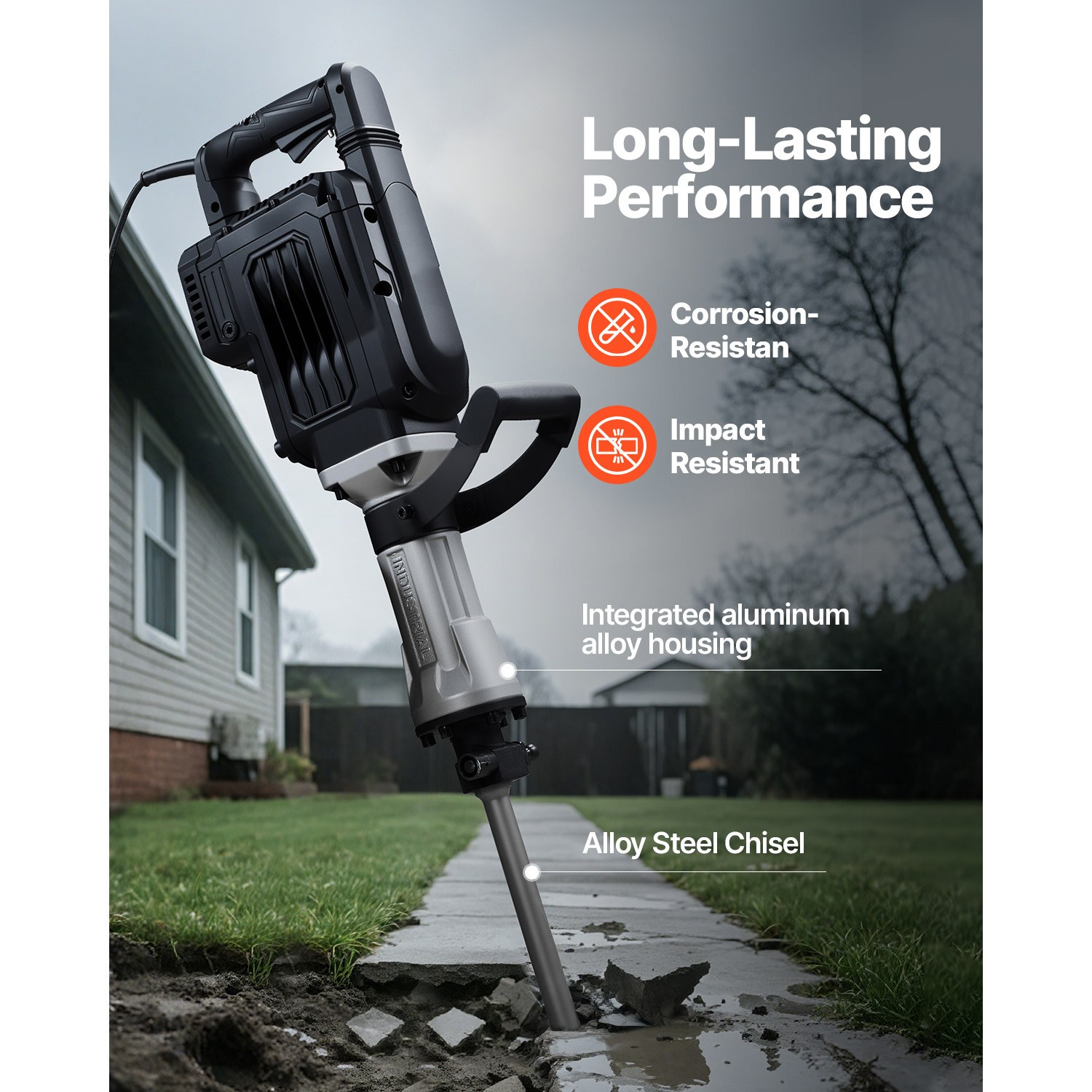 Uimoso Electric Demolition Jack Hammer Concrete Breaker 3000W 1700 BPM Chisel