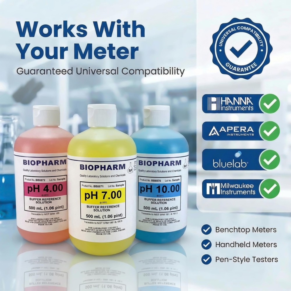 pH Buffer Calibration Solution 3-Pack: 4.00, 7.00, 10.00 Buffers —...