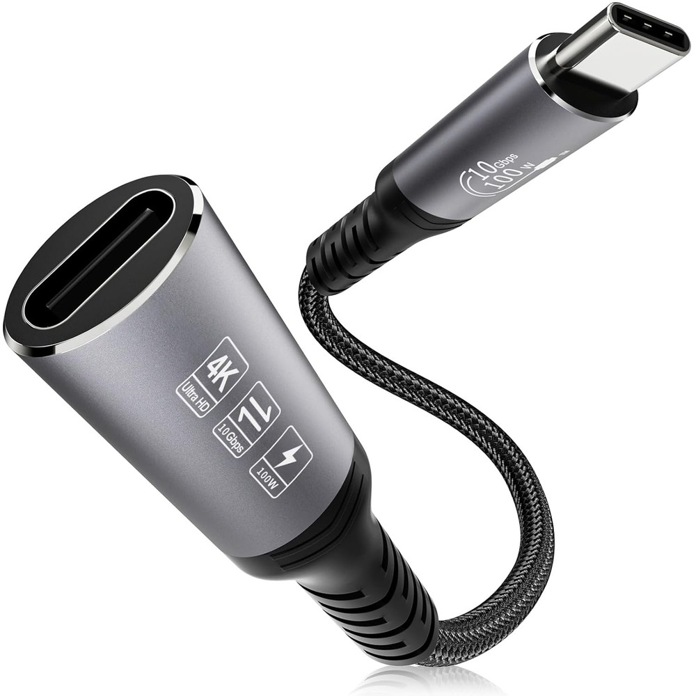 USB C Extension Cable - 10Gbps Data Transfer, 100W Fast Charging, 4K 1FT