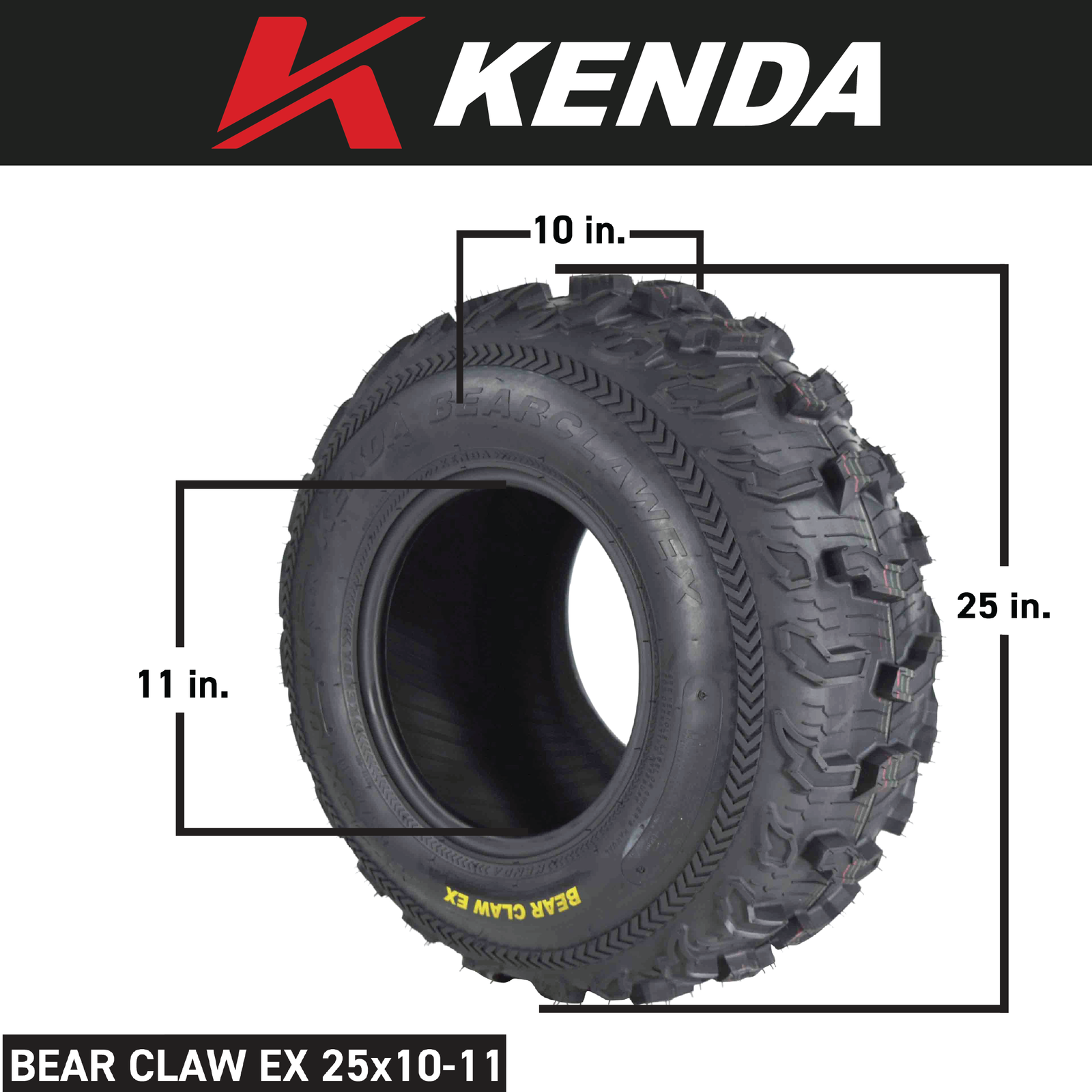 Kenda Bear Claw Ex 25x8-12 25x10-11 Front Rear 6 Ply ATV Tire 4 Pack