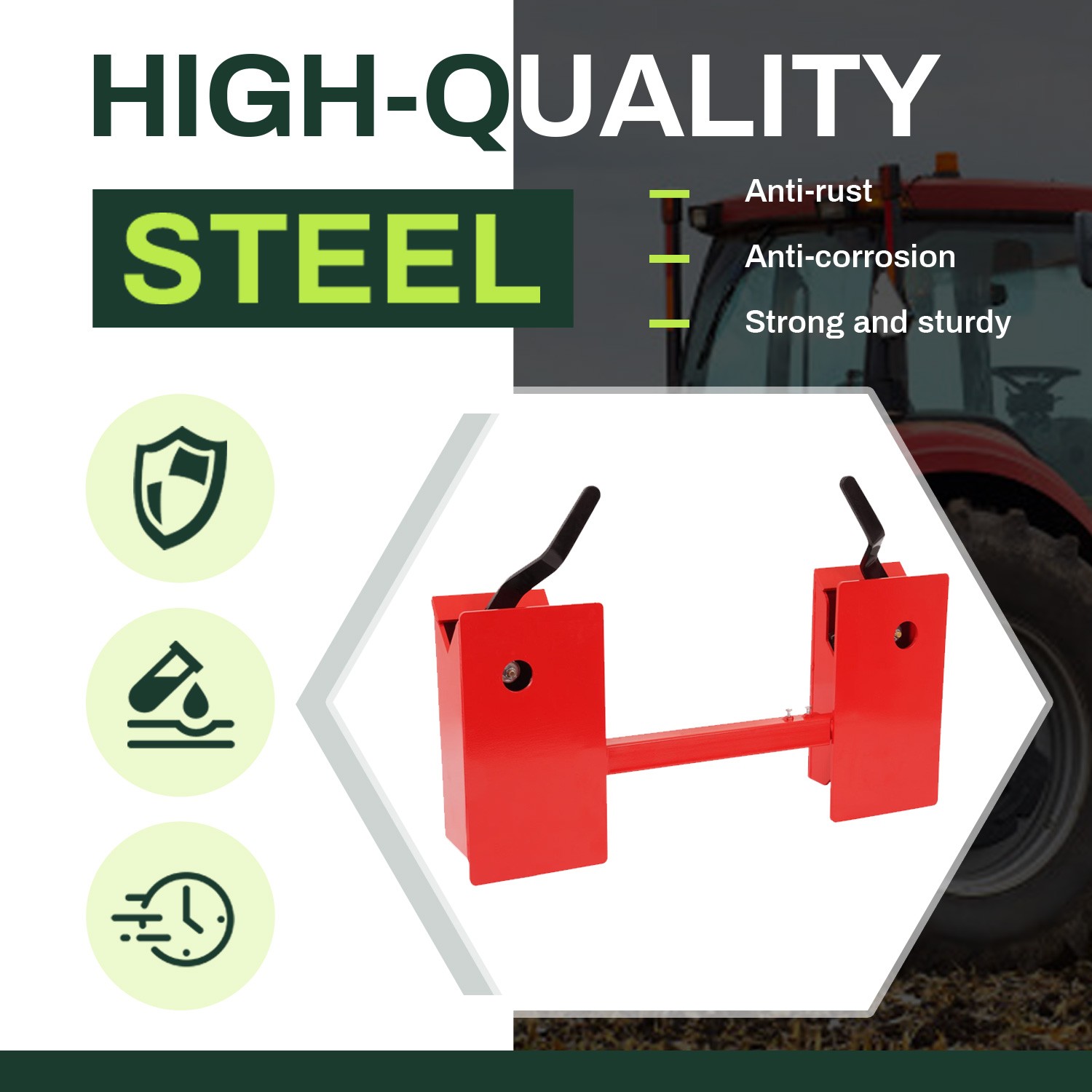 4000lb Skid Steer Quick Tach Conversion Adapter Attach w/ Adjustable Cross Brace